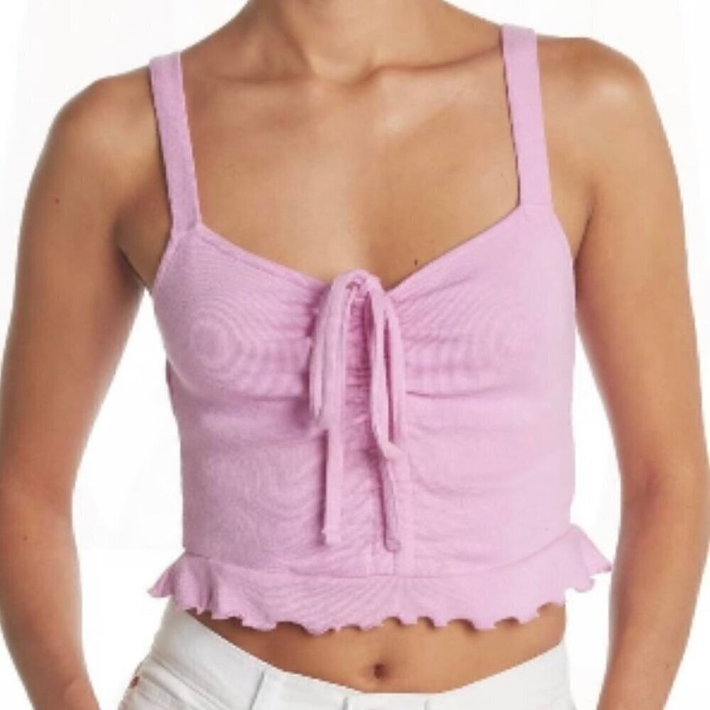 NWT Abound Ruffle Trim Tie Front Crop Top - Size: Small